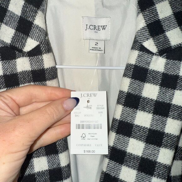 J. Crew Wool Blend One Button Blazer - Buffalo Plaid 2 - Picture 7 of 8